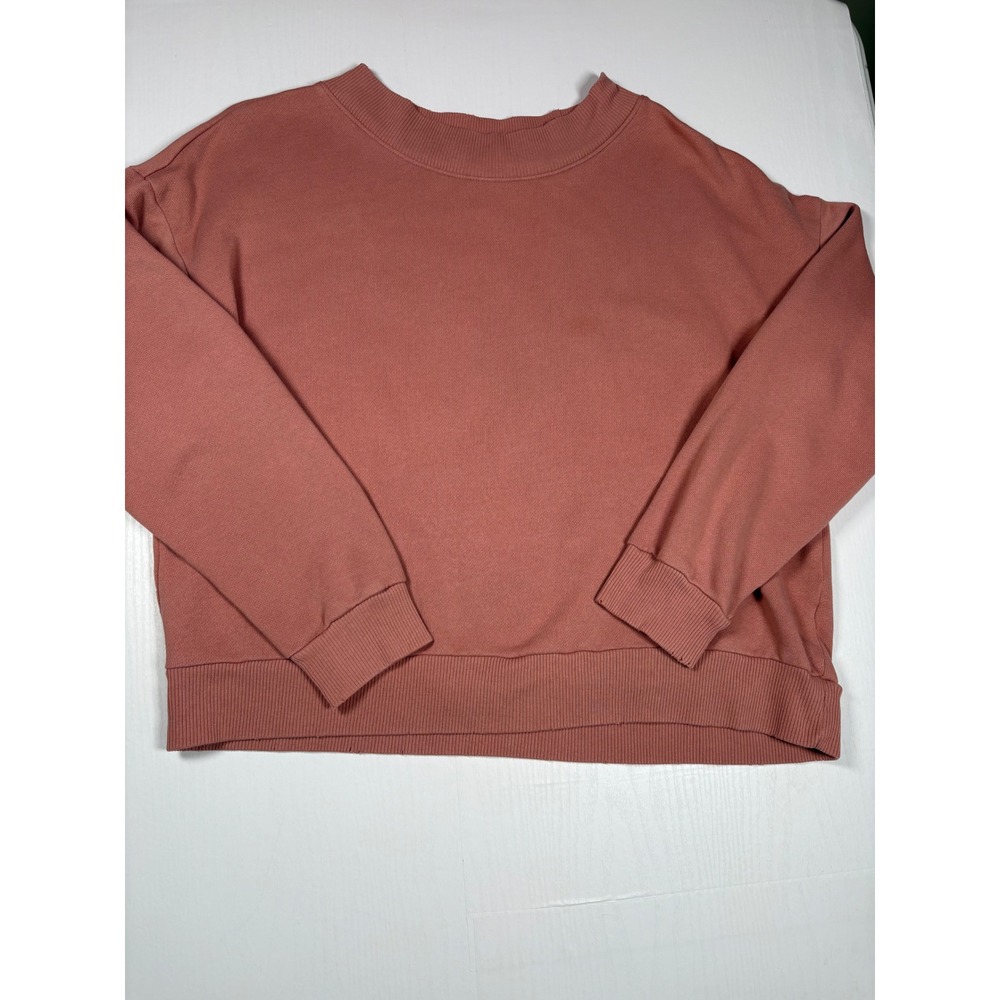 Aerie Womens Large Dusty Rose Crewneck Fleece Pullover Sweatshirt Drop‎ Shoulder